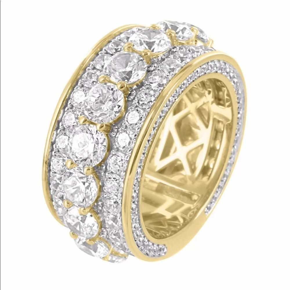 Men’s Diamond 925 Pinky Ring Iced Out 14K Gold